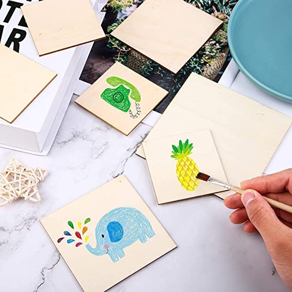 Alvika - Diy Coasters - Mdf Plain Wooden Coasters In Mixed Shapes - Cutouts For Painting, Wooden Craft Board For Resin Art & Flu
